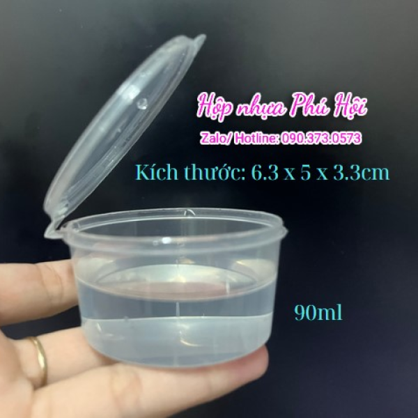 Hộp nhựa đựng nước chấm 90ml nắp liền 3oz